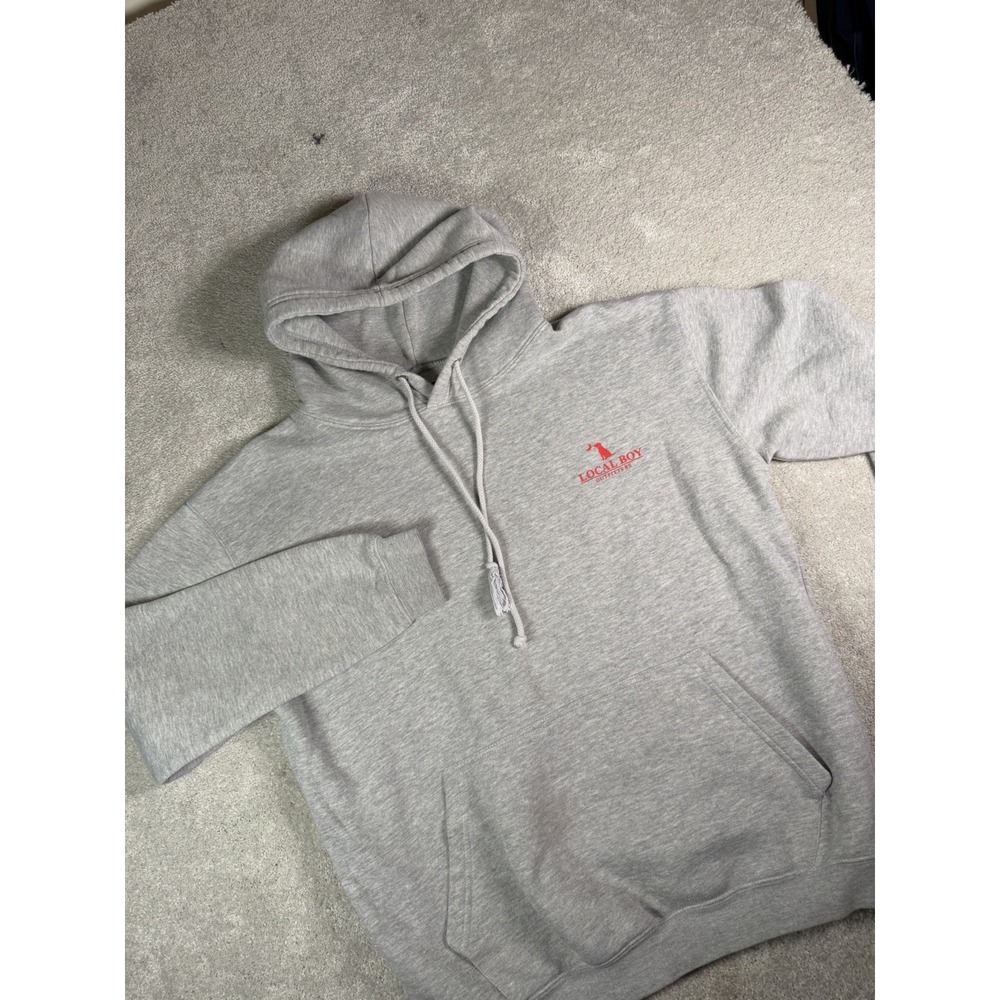 Local Boy Outfitters Hoodie Large Gray Midweight Dog American Flag Pullover